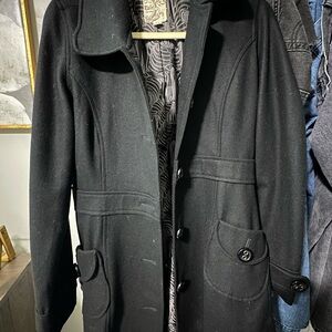 Tulle Black Pea Coat for Women